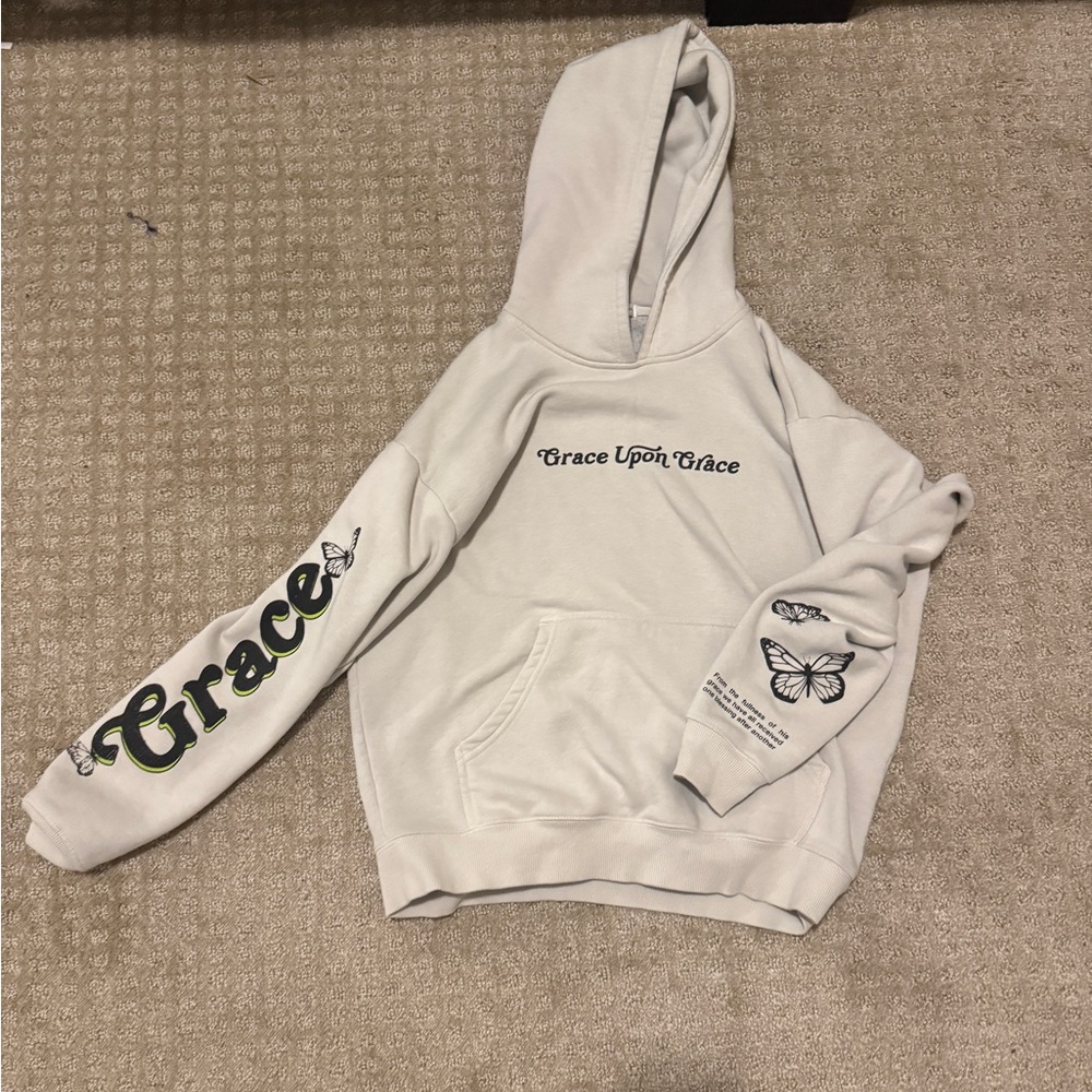 Elevated Faith Cream Hoodie with Inspirational Text Unisex